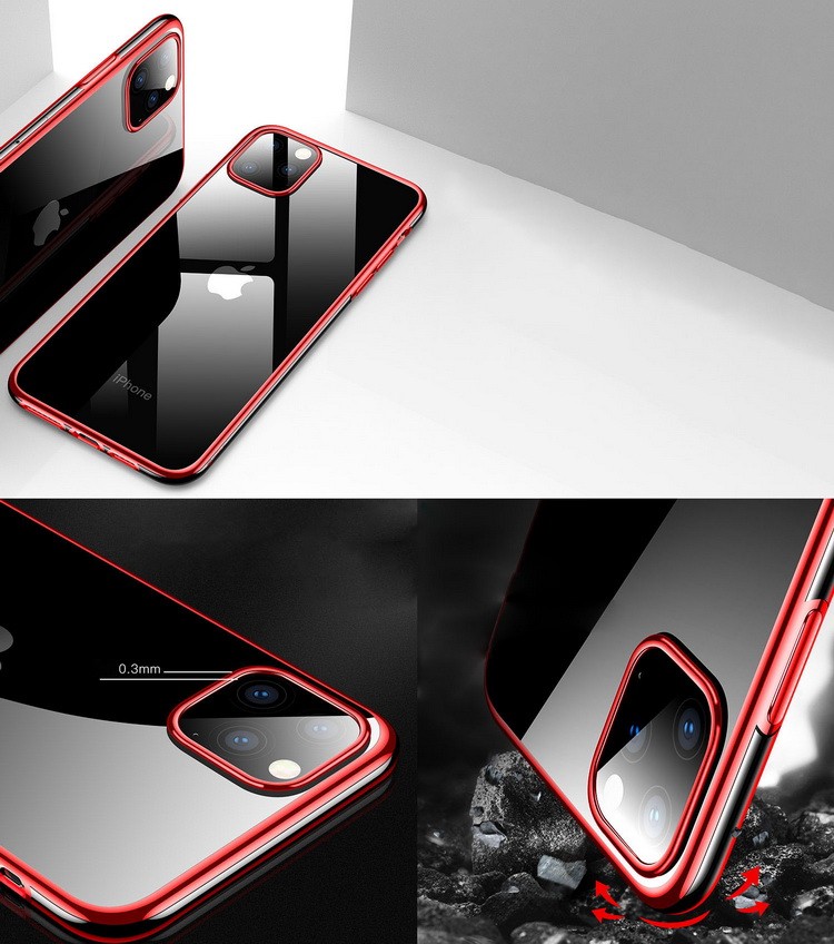 強化ガラス付き iPhone11/11 Pro/11 Pro Max クリアケース メッキ TPU