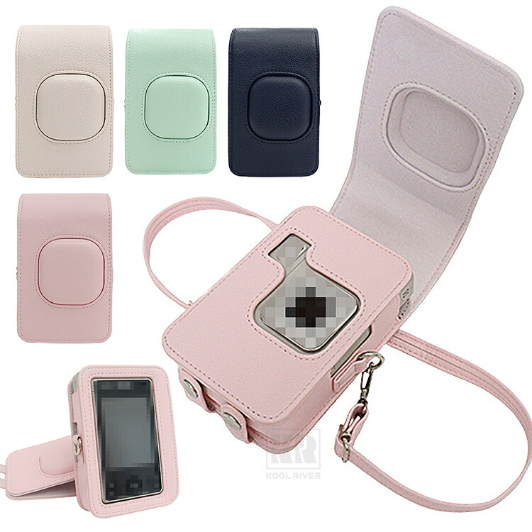 Insta instax mini�Ή� LiPlay+ �P�[�X �J�o�[ �V�����_�[�X�g���b�v�t�� PU���U�[ ���f�B�[�X ���|�� �������߉\ �J�����o�b�O �J�����P�[�X