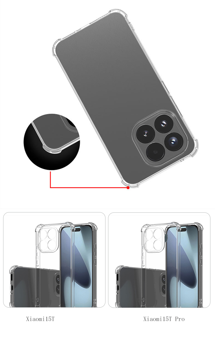 Xiaomi 15T ケース クリア Pro 耐衝撃 カバー 透明 TPU ソフトケース