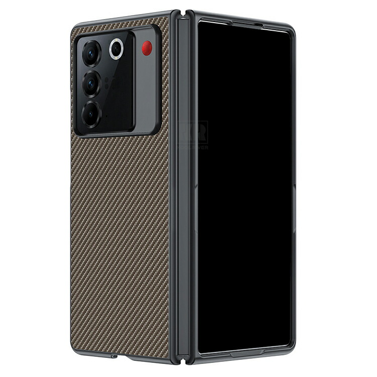 nubia Fold ケース 耐衝撃 カバー PUレザー カーボン調 背面ケース ZTE