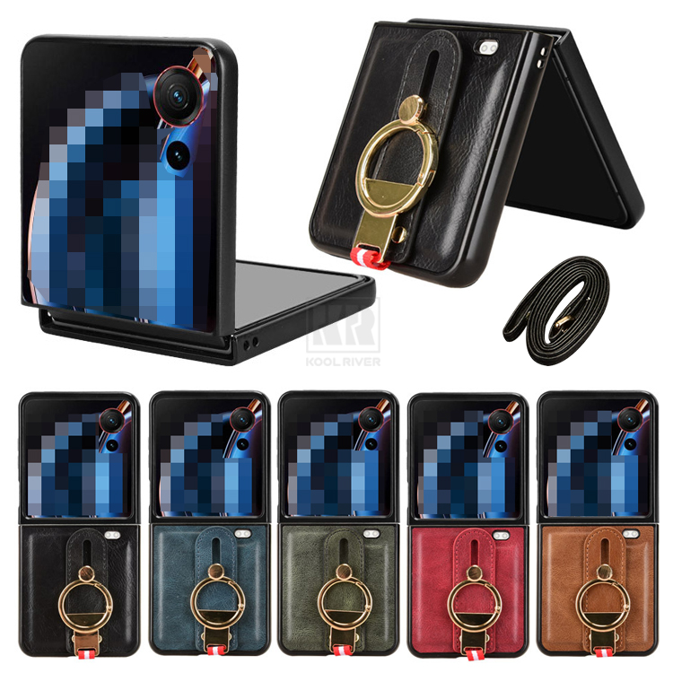 Nubia Flip 3�Ή� �P�[�X �ϏՌ� �J�o�[ �܂肽���݌^ PU���U�[ �����h�~ �l�b�N�X�g���b�v�t�� �����O�t�� ZTE �k�r�A �t���b�v3 �������� �������
