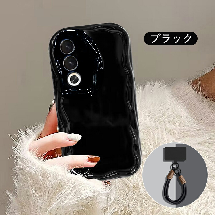 OPPO A3 5G ケース ウェーブ 波型 なみなみ カバー クリア 透明 持ち手