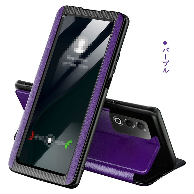 OPPO A3 5G ケース 手帳型 カバー 二つ折り PUレザー カーボン調