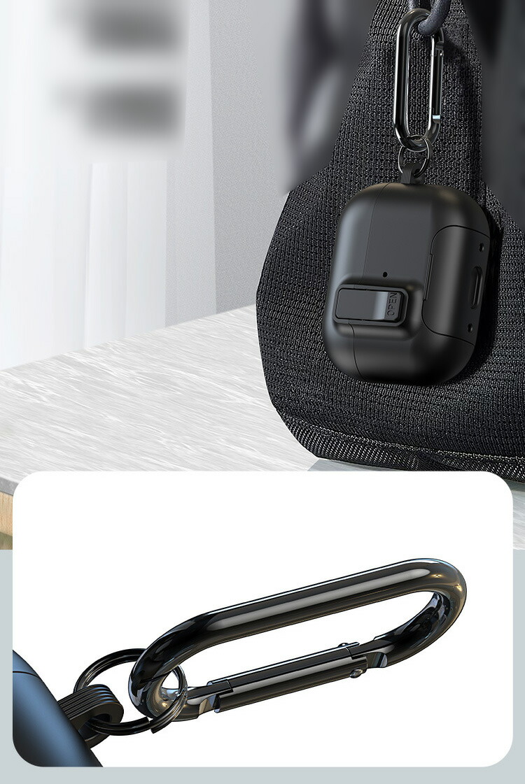 AirPods Pro 3 耐衝撃 ケース 第3世代 カバー カラビナ付き 2重構造 Qi