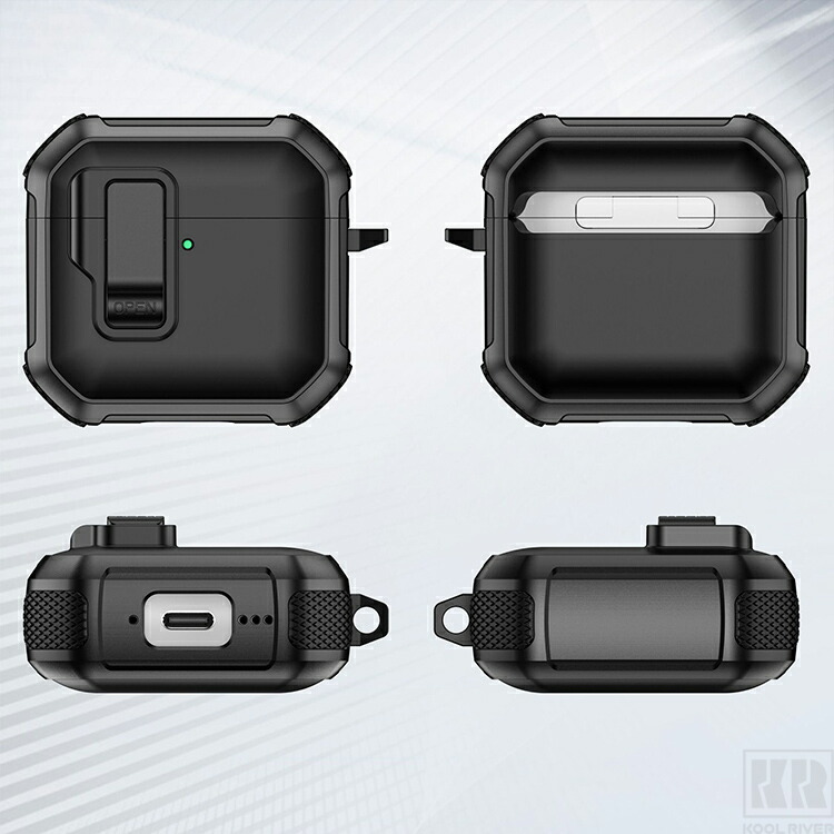 AirPods Pro 3 耐衝撃 ケース 第3世代 カバー カラビナ付き 2重構造 Qi