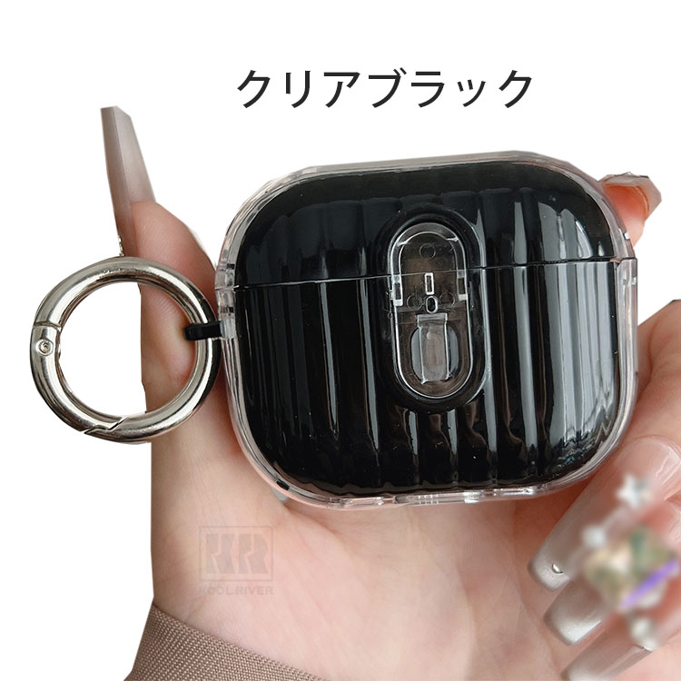 AirPods 3 ケース カバー カラビナ付ブラック AirPods Pro 3 耐衝撃 ケース 第3世代 カバー 保護カバー カラビナ付き