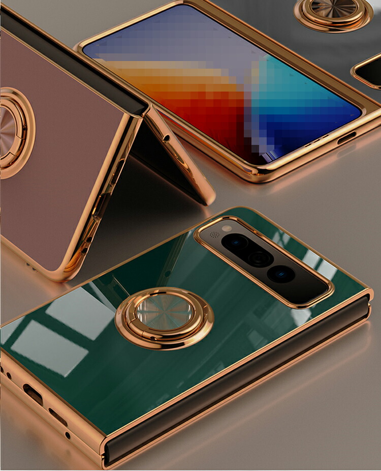 Google Pixel Fold ケース カバー メッキ 一体型リング付き マグネット
