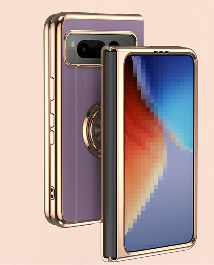 Google Pixel Fold ケース カバー メッキ 一体型リング付き マグネット