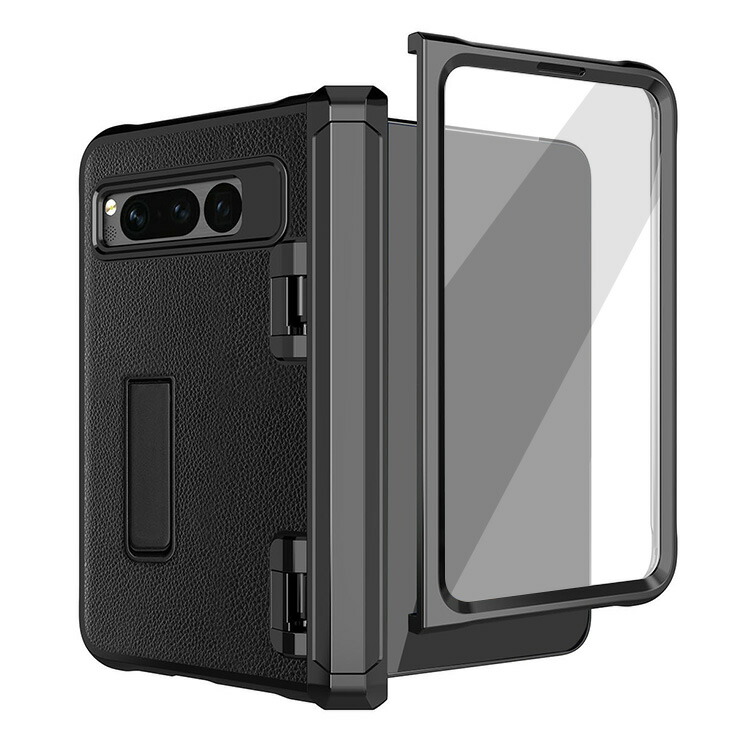 Google Pixel Fold ケース 耐衝撃 カバー TPU+PUレザー+プラスチック