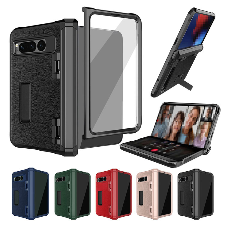 Google Pixel Fold ケース 耐衝撃 カバー TPU+PUレザー+プラスチック