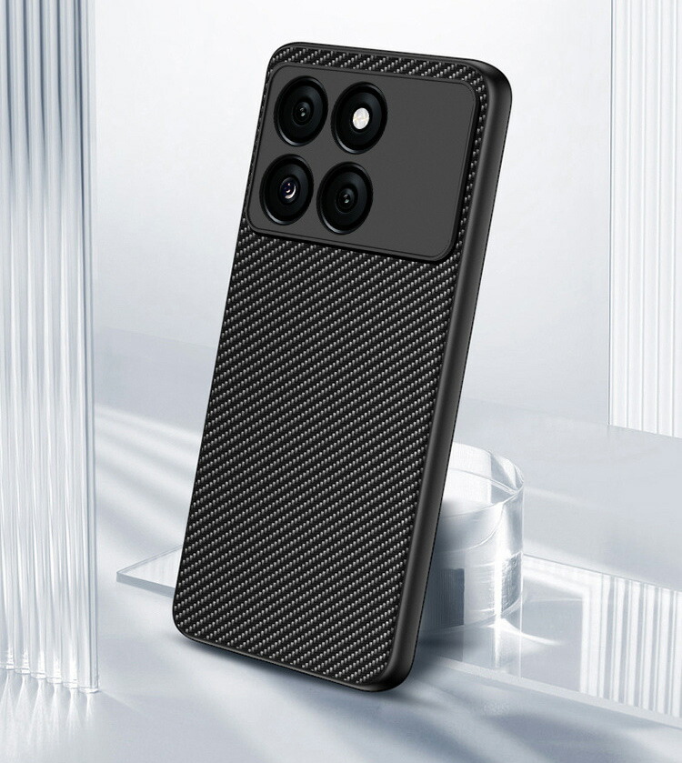 POCO X6 Pro ケース 耐衝撃カバー カーボン調 PUレザー 背面