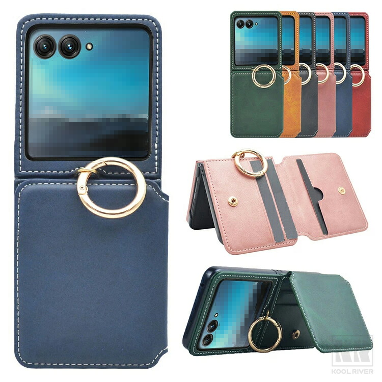 Insta Razr 70/70s/70d�Ή� �P�[�X Razr70 Ultra �ϏՌ� �J�o�[ PU���U�[ �܂肽���݌^ ��̌^�����O�t�� �J�[�h���[�t�� �X�^���h�@�\ �J�[�h���[