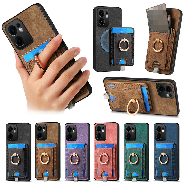 Reno15 A �P�[�X Reno15 F 5G �J�o�[ PU���U�[ �����O�t�� �X�^���h�@�\ �����^�J�[�h���[ �X�g���b�v�� �V���v�� ���� ������ OPPO �I�b�| ���m15 A/