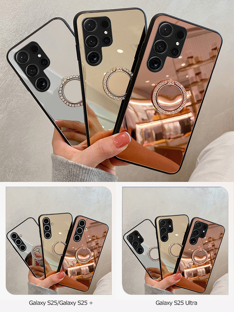 Galaxy S25 ケース クリア S25+/S25 Ultra カバー背面ミラー 鏡面