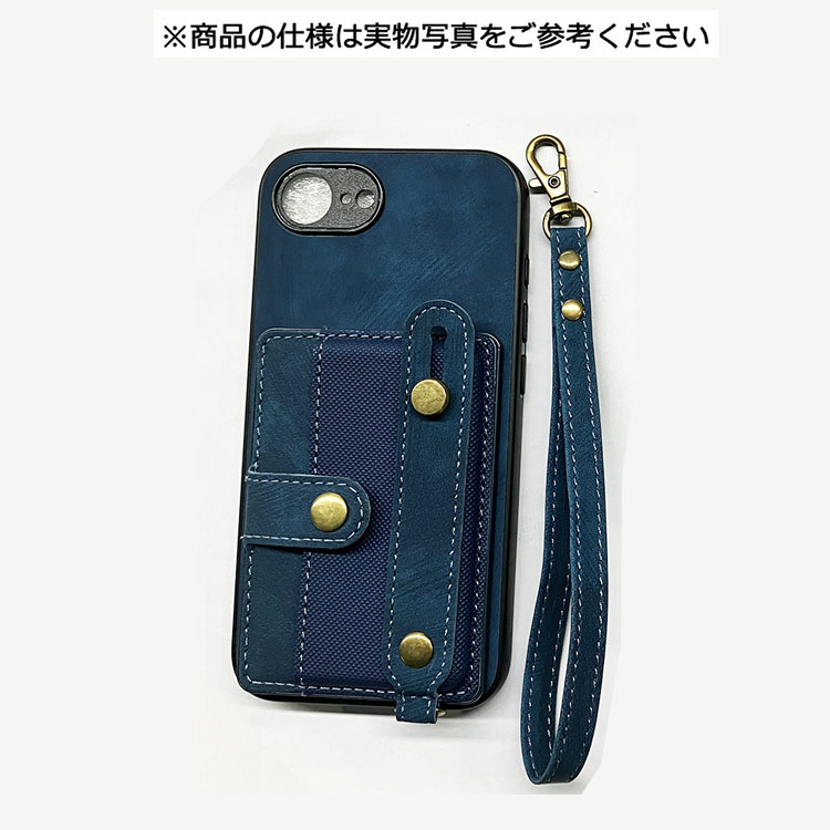 iPhone17e / iPhone16e ストラップ付き PUレザー カード収納 片手持ち