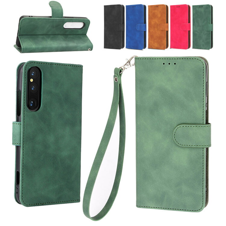 Sony Xperia 1 V �P�[�X Xperia 10 V �J�o�[ �蒠�^ �X�^���h�@�\ �J�[�h���[ �R �X�g���b�v�t�� PU���U�[ �\�j�[ �G�N�X�؃��A1/10 V �蒠�^���U�[�P�[�X