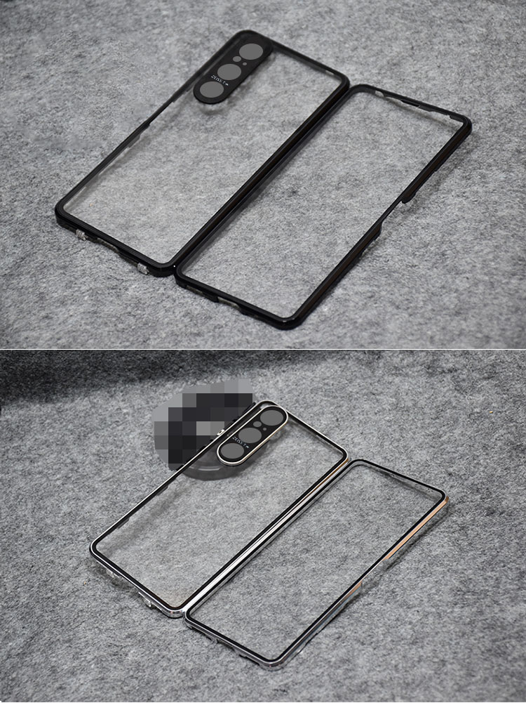 Sony Xperia 1 V ケース Xperia 10 V 全面保護 カバー アルミバンパー クリア 透明 前後 強化ガラス かっこいい ソニー エクスぺリア1/10 V XQ-DQ44 /｜keitaiichiba｜05