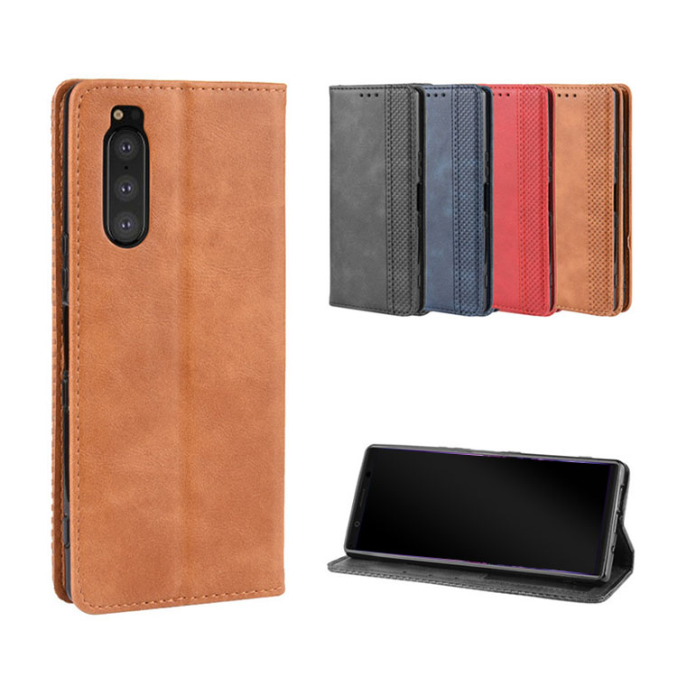 SONY Xperia 5 �P�[�X / �J�o�[ �蒠�^ ���킢�� ���U�[ �V���v�� �X�^���h�@�\ �J�[�h���[ PU���U�[ �\�j�[ �G�N�X�؃��A 5 �蒠�^ ���킢��