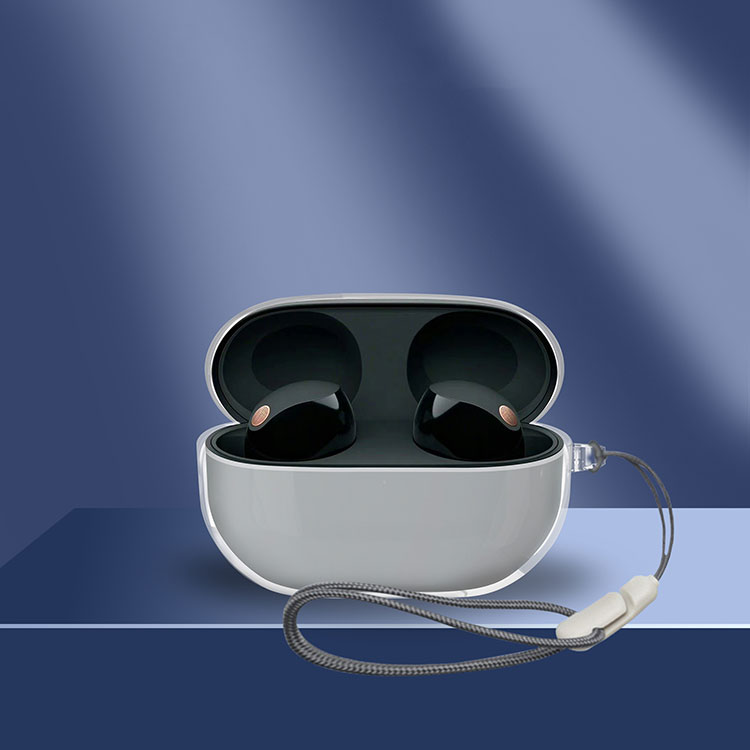 SONY WF-1000XM5 ケース 単色/クリア 充電穴付き ストラップ付き QI