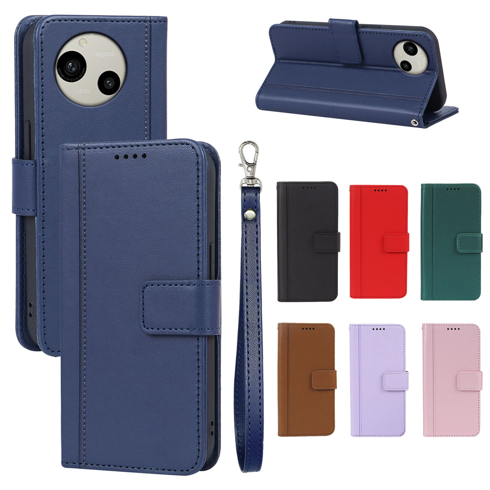 Wish5 �P�[�X �蒠�^ �J�o�[ PU���U�[ �蒠�^PU���U�[�P�[�X �X�^���h�@�\ �J�[�h���[ �X�g���b�v�t�� �X�g���b�v�� ���������� SHARP �A�N�I�X