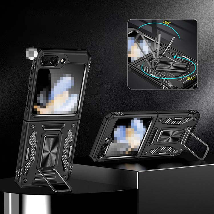 Galaxy Z Flip6 耐衝撃 ケース カバー 折りたたみ型 一体型リング付き