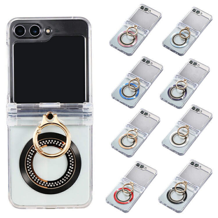 Galaxy Z Flip6 �P�[�X �N���A �J�o�[ �܂肽���݌^ ���� Qi�[�d ���C�����X�[�d �Ή� �}�O�l�b�g�z�� ��̌^�����O�t�� �X�^���h�@�\ Samsung �T���X��