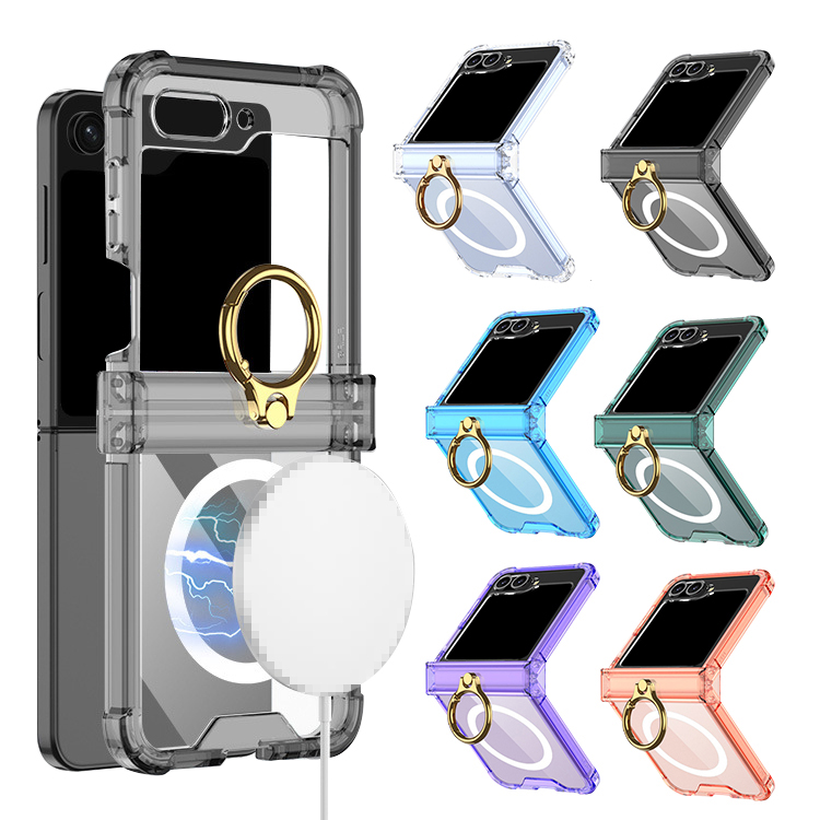 Galaxy Z Flip6 ケース クリア カバー 折りたたみ型 Qi充電 ワイヤレス