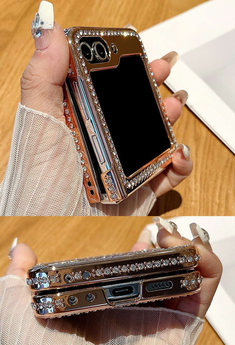 Galaxy Z Flip6 ケース 耐衝撃 カバー ハードケース プラスチック ストラップ穴 かわいい キラキラ ラインストーン デコ Samsung サムスン ギャラクシー Z｜keitaiichiba｜08