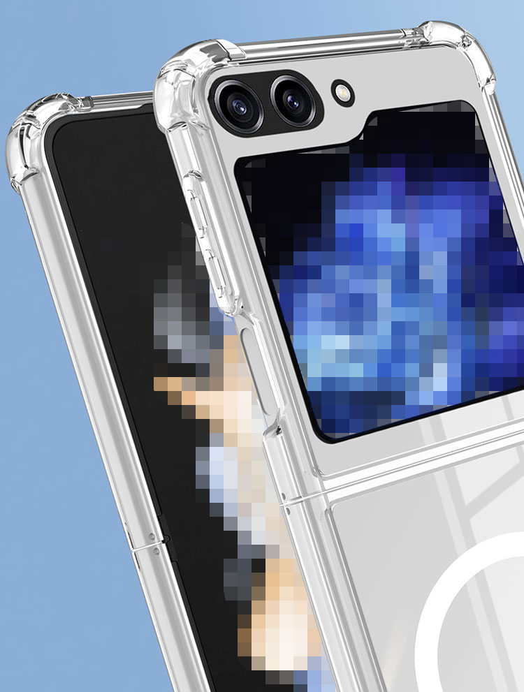 Galaxy Z Flip6 ケース クリア カバー 折りたたみ型 マグネット吸着 Qi充電 ワイヤレス充電 対応 プラスチック ハードケース クリア 透明 ストラップ穴｜keitaiichiba｜06