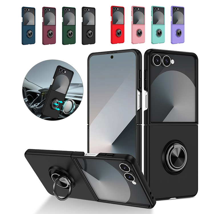 Galaxy Z Flip7 �ϏՌ� �P�[�X �J�o�[ �܂肽���݌^ �}�O�l�b�g���ԍڃz���_�Ή� ��̌^�����O�t�� �X�^���h�@�\ �v���X�`�b�N �n�[�h�P�[�X �V���v��