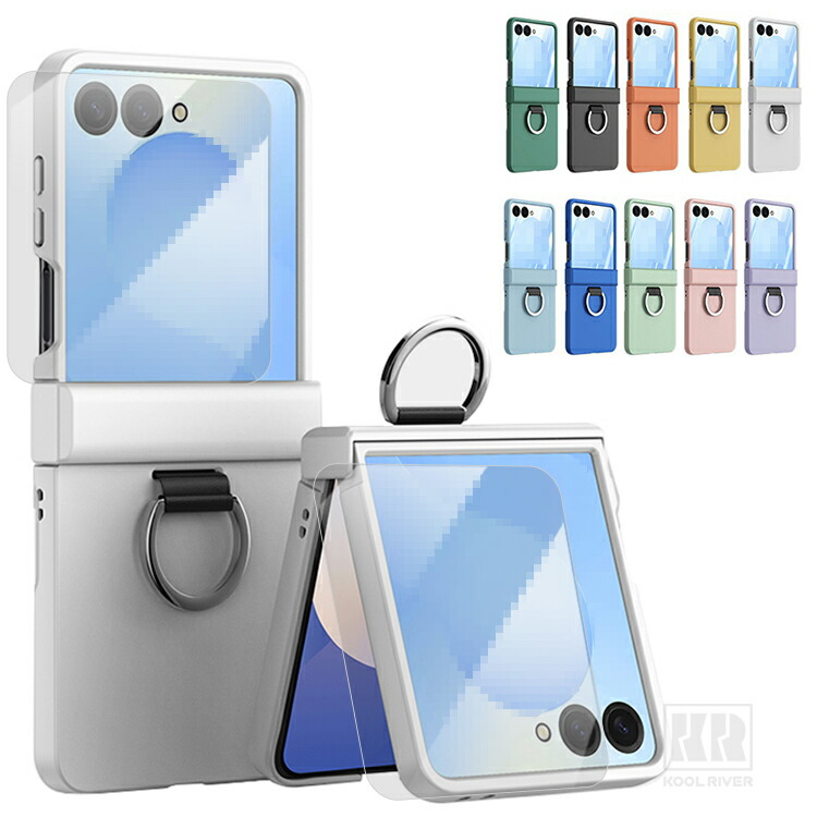 Galaxy Z Flip8 �P�[�X �ϏՌ� �J�o�[ �܂肽���݌^ �T�u�f�B�X�v���C�t���ی�t�B���� �����K���X�t�B�����t�� ��̌^�����O�t�� �X�^���h�@�\ �q���W�ی�