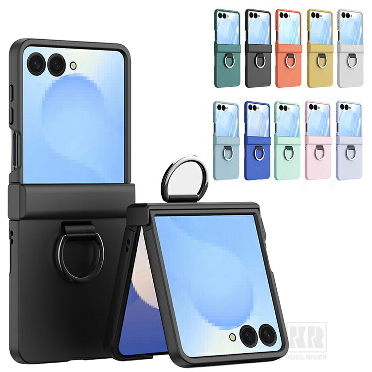 Galaxy Z Flip8 �P�[�X �ϏՌ� �J�o�[ �܂肽���݌^ ��̌^�����O�t�� �X�^���h�@�\ �q���W�ی� �v���X�`�b�N �n�[�h�P�[�X �V���v�� Samsung �T���X��