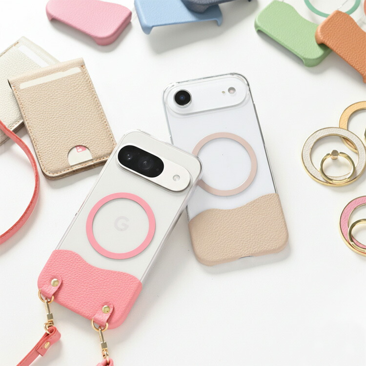 多機種対応 MagSafe対応 スマホケース ちょい革 シュリンクレザー