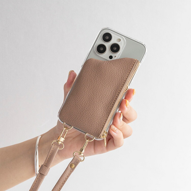 iPhone16 ポーチ付きスマホケース iPhone限定 リアケース ポーチ付き iphone16 ケース ナチュラル