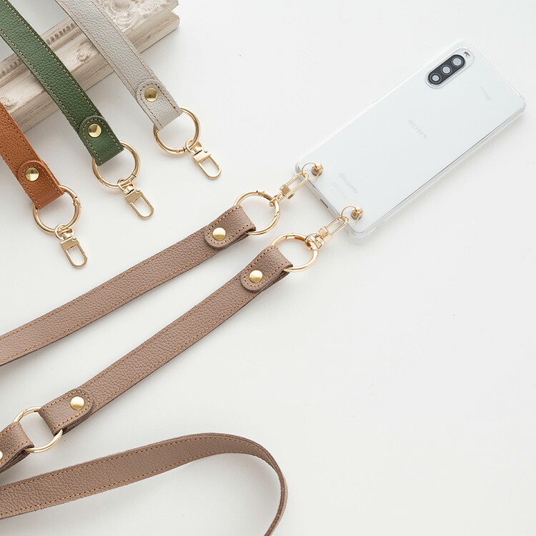 全機種対応 スマホショルダー 幅広 3way ストラップ クリアケース付