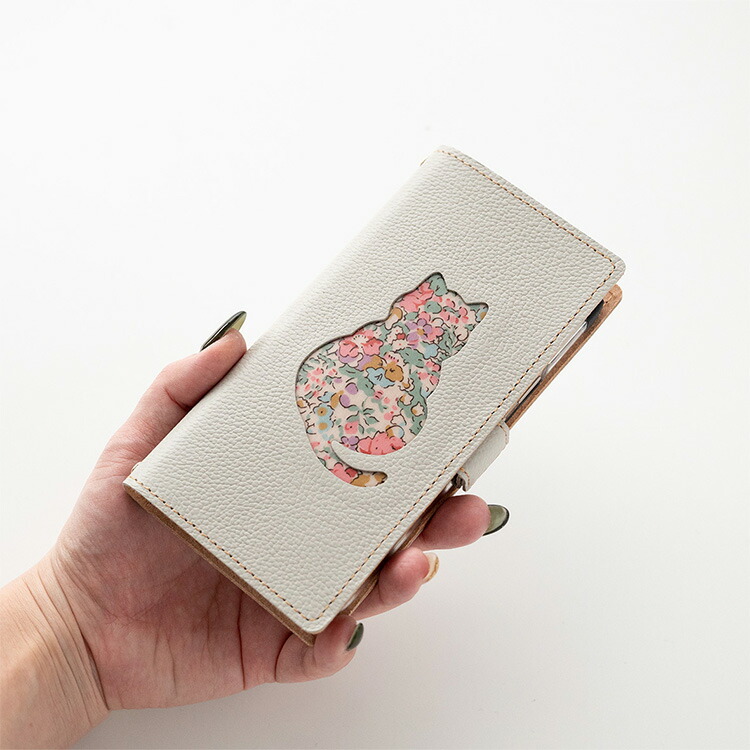 全機種対応 スマホケース 手帳型 リバティ猫 ・ リバティうさぎ ケース