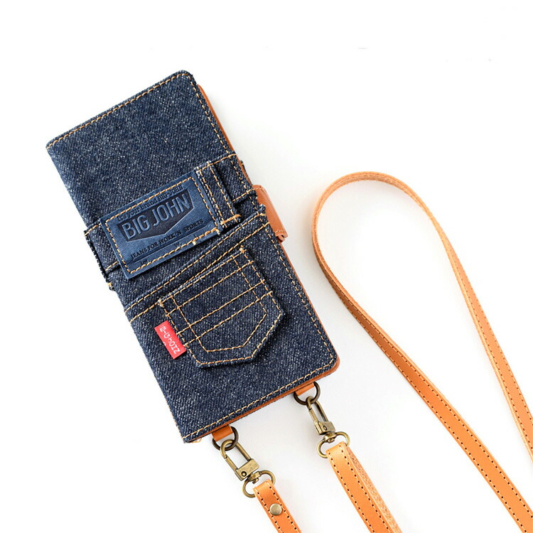 iPhone限定 手帳型 スマホケース リアデザイン ストラップ付 BIG JOHN