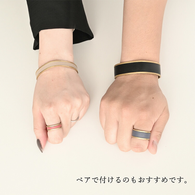 真鍮バングル 型押しサフィアーノ ブレスレット ブラス 本革 姫路