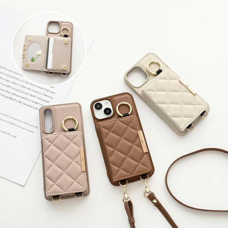 多機種対応 スマホケース カラー リアケース キルティング 2