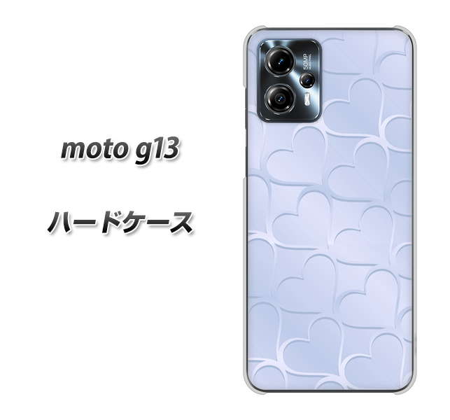 moto g13 ハードケース カバー 1341 かくれハート ブルー 素材クリア UV印刷｜keitaijiman