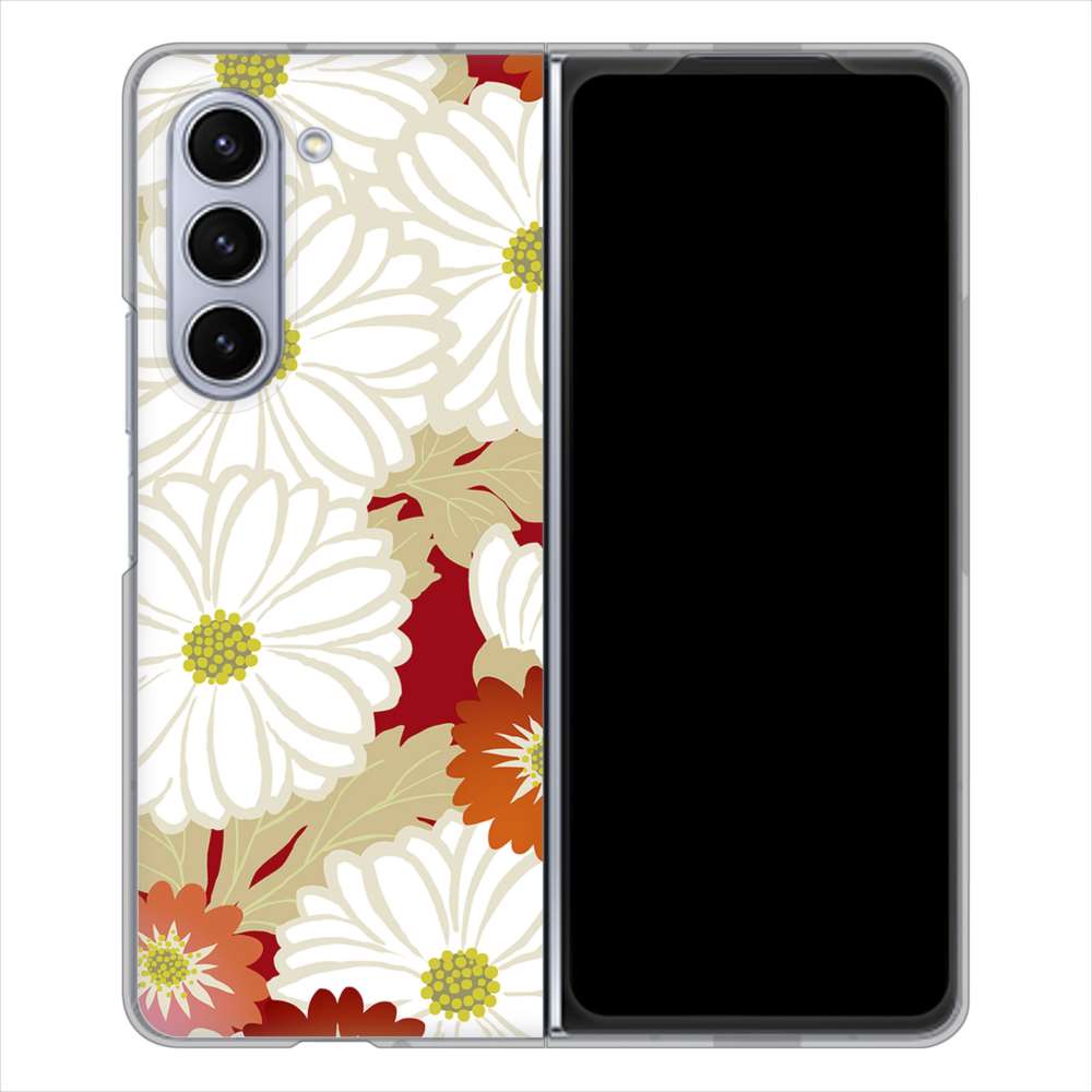 ギャラクシーZ Fold5 SCG22 ハードケース カバー YJ322 和柄 菊 素材