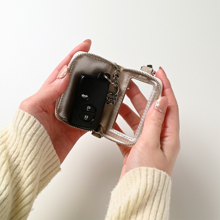 スマートキーケース 窓付き シングルフィオレッティ チェック柄 名入れ