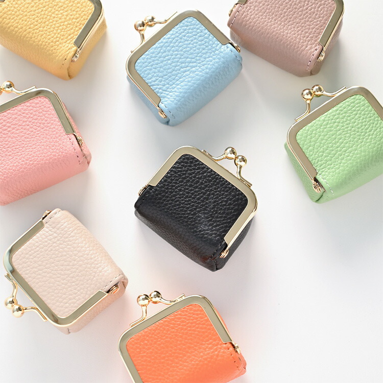 ボックス型 がま口ポーチ 本革 Nuance 小物入れ ジュエリーケース