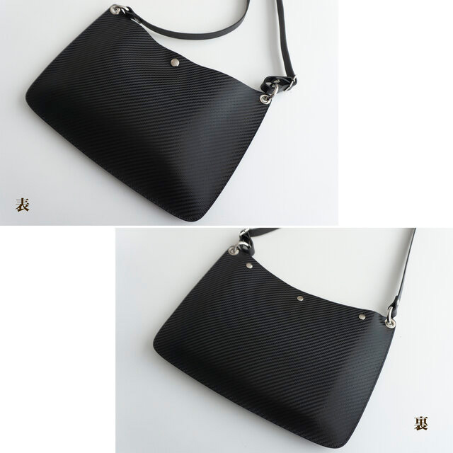 イタリアンレザー サコッシュ カーボンレザー革 レザー 黒 ブラック