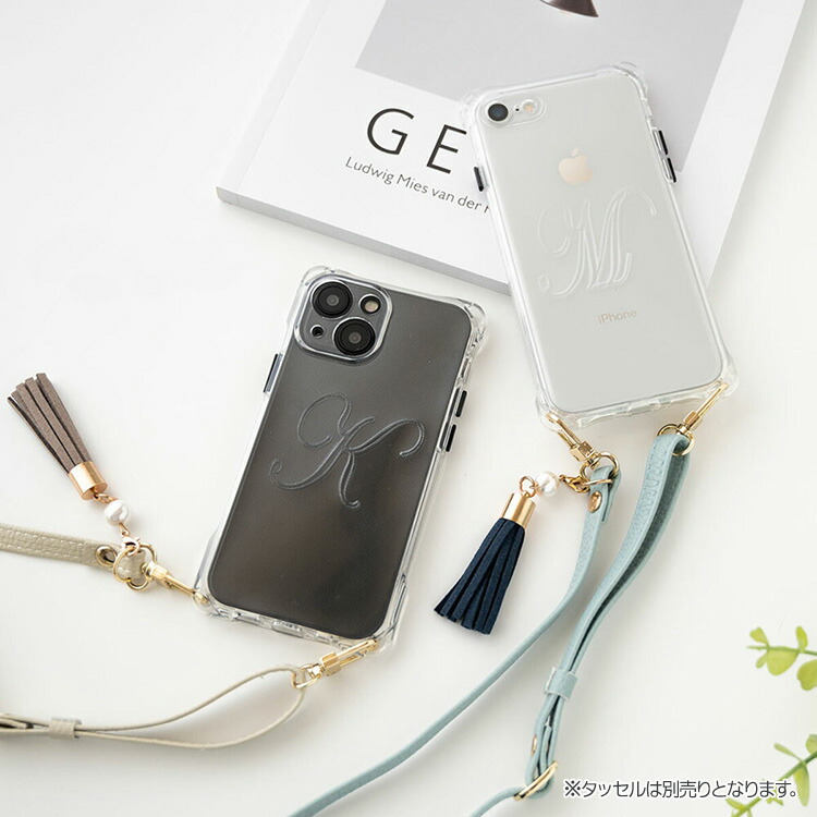 iPhone限定 スマホショルダー イニシャル 2スタイル クリアケース