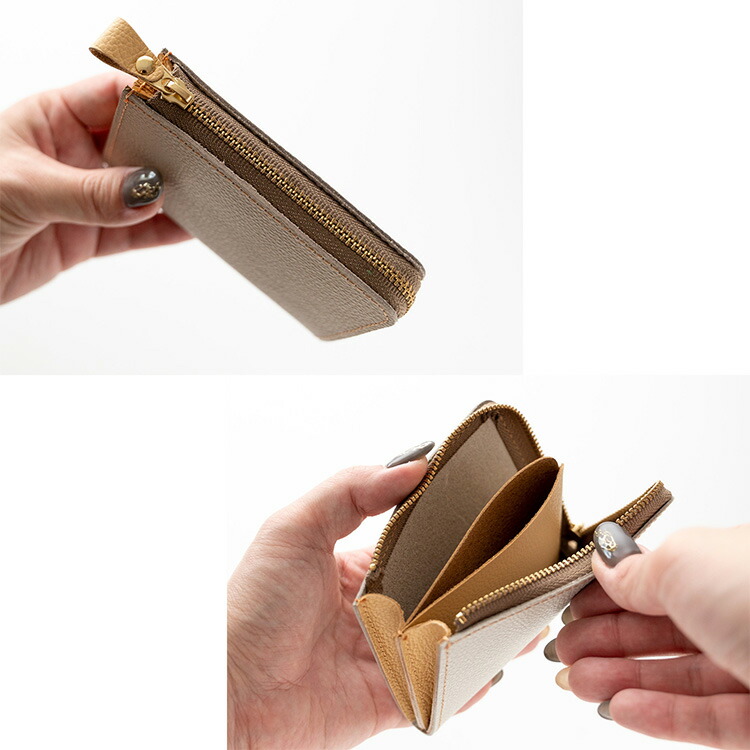 マチあり L字ファスナー コインケース バイカラー シュリンク