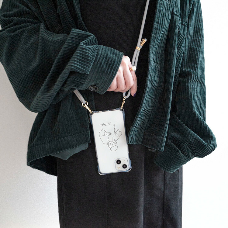 iPhone限定 スマホショルダー HMストラップ付 TPUクリアケース