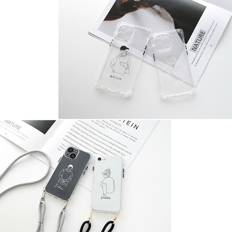 iPhone限定 スマホショルダー HMストラップ付 TPUクリアケース