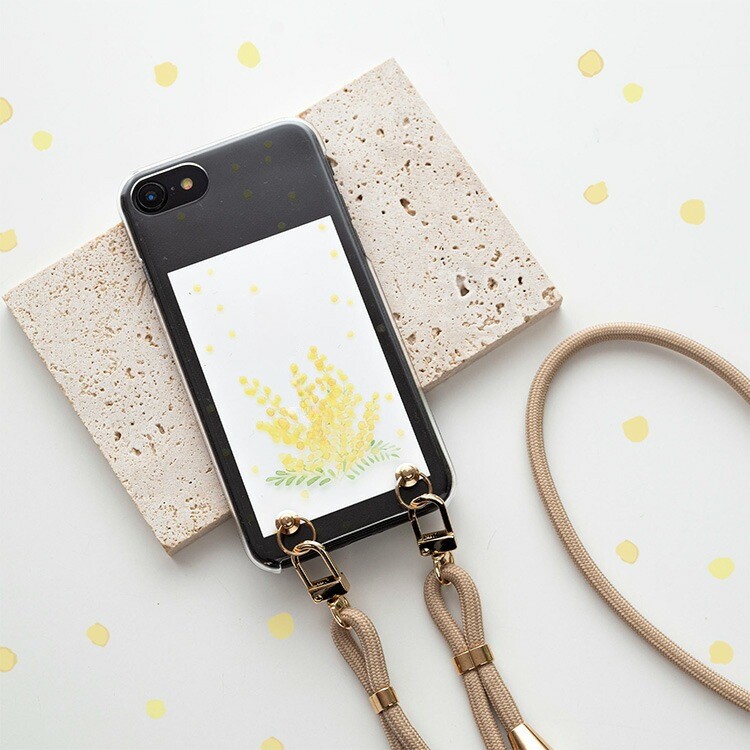 スマホケース 全機種対応 ハードケース HMストラップ付 ミモザ スマホ