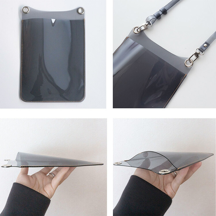 Riu ノベルティ　ポシェット&サシェ&ポストカード スマホポシェット クリア 箔 名入れ スマホショルダーバッグ PVC